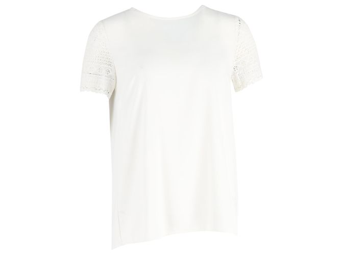 Camiseta de algodão branca com mangas curtas em renda Michael Kors Branco