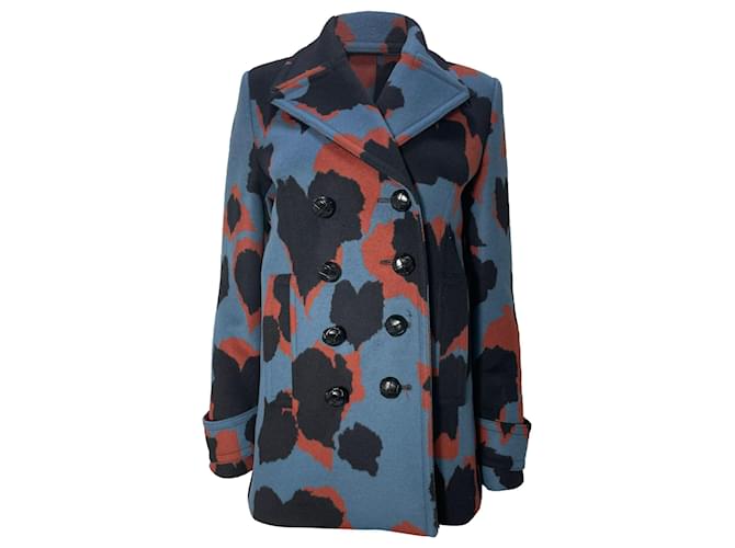  Gucci Camouflage Double-Breasted Peacoat in Multicolor Wool Multiple colors  ref.1786508