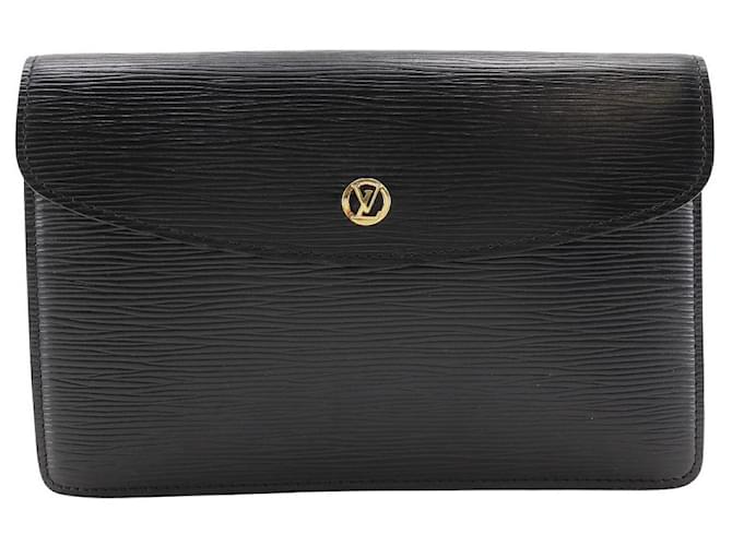 Bolsa clutch Montaigne 23 da Louis Vuitton Preto Couro  ref.1786845