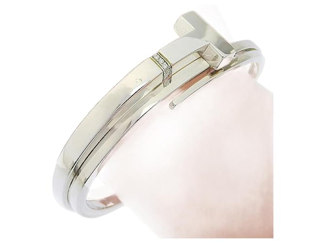 Tiffany & Co T Square Wrap Bangle Prata 925 Diamante Metálico Metal  ref.1787140