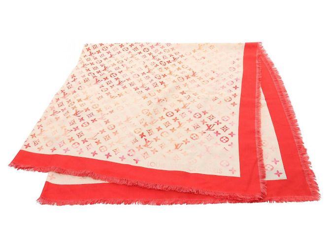 Sciarpa in seta e lana Louis Vuitton Sunrise Aquarelle M79848 Rosso