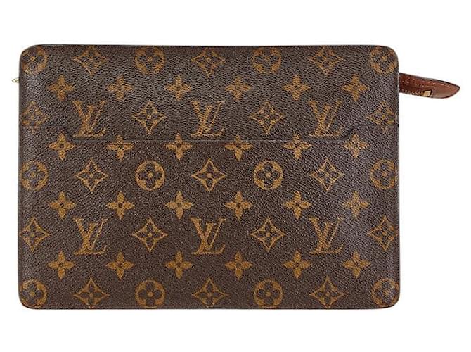 Clutch Homem Monograma Louis Vuitton Marrom Lona  ref.1787547
