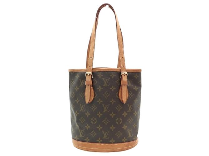 Louis Vuitton Bucket PM Monogram Marrone Tela Marrone scuro Monogramma