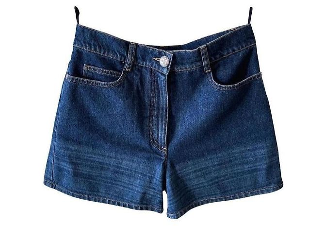 Pantalones Cortos Chanel Logo CC Gigante Azul Algodón