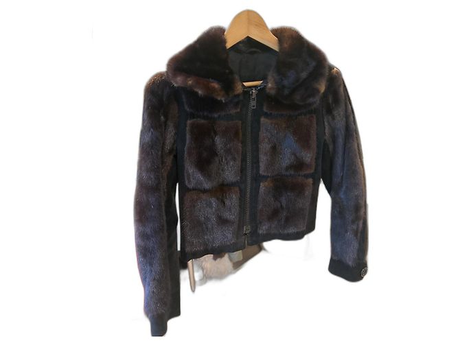 Hermès Mink Fur Jacket Dark Brown