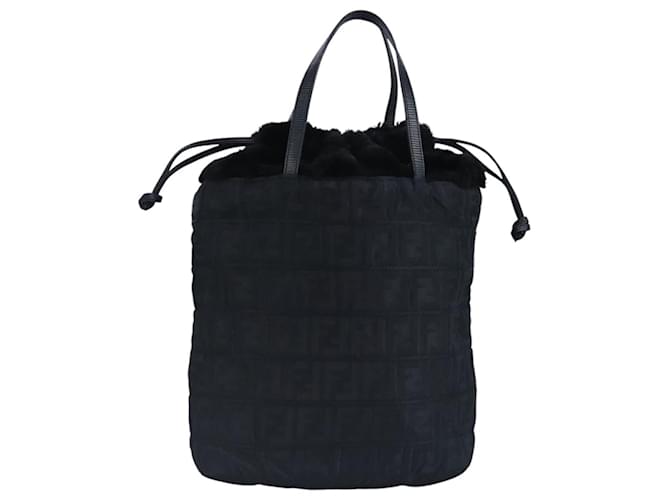 Sac à main en toile Zucca FENDI noir Auth 97410  ref.1788067