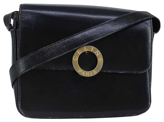 Céline Borsa a spalla CELINE in pelle nera e oro Auth 97448 Nero D'oro