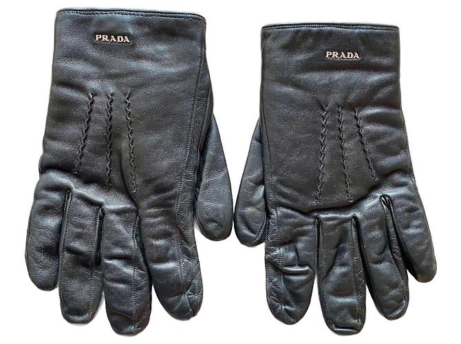 Luvas Prada de couro de cordeiro preto