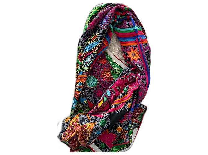 L'albero del vento, scialle Hermès 140cm Multicolore