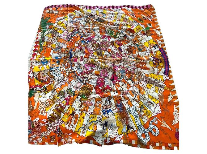 Épopée d’Hermès shawl, 140cm Multiple colors Orange