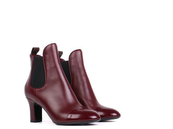 LOUIS VUITTON - Botas de tobillo de cuero burdeos de Louis Vuitton