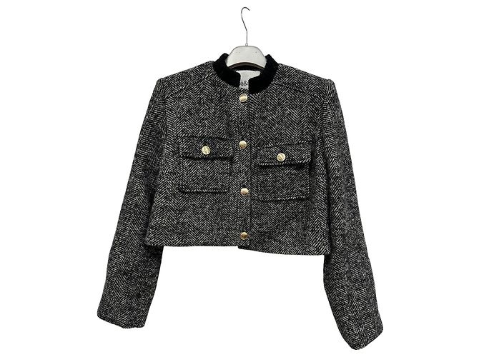 Ba&Sh Talya structured wool jacket grey
