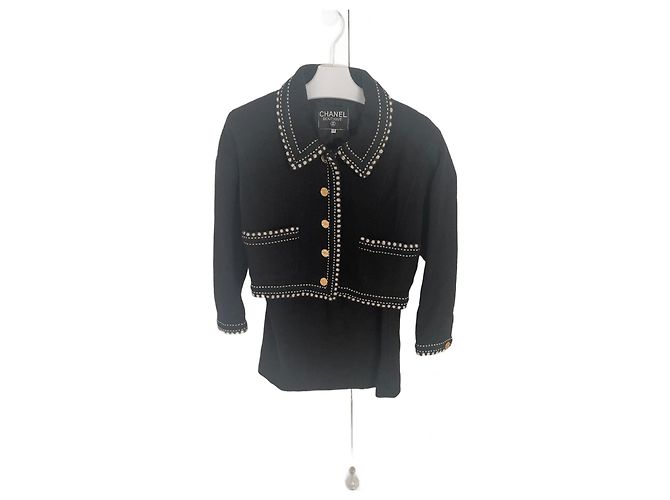 Cambon Chanel 1987 vintage suit set Black