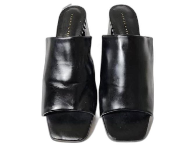 Autre Marque Charles and Keith Square Toe Heel Mules Black Size 38