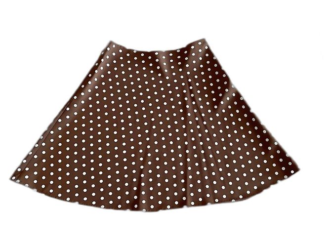 Autre Marque Gonna a trapezio marrone con pois bianco sporco taglia 36