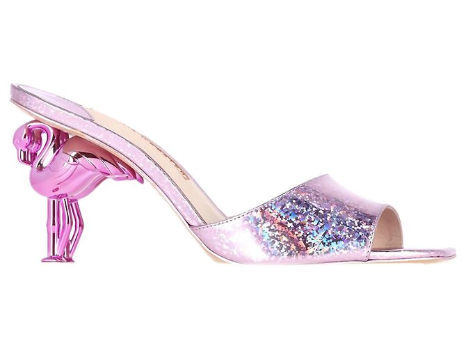 Mule Mid Flo Flamingo da Sophia Webster em couro rosa