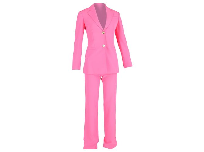 Versace Embellished Button 3-In-1 Suit Set in Pink Wool Brown