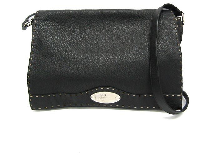 Fendi Selleria 8BT116 Damen Leder Umhängetasche Schwarz