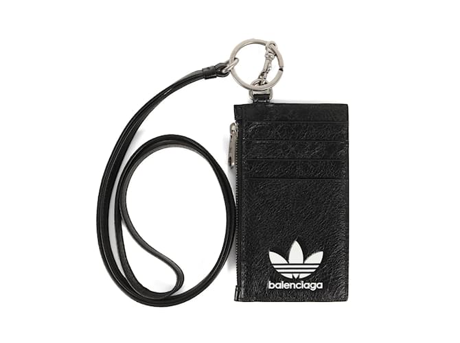 Everyday Balenciaga adidas Trefoil Leather Neck Strap Fragment Case Black  ref.1789924