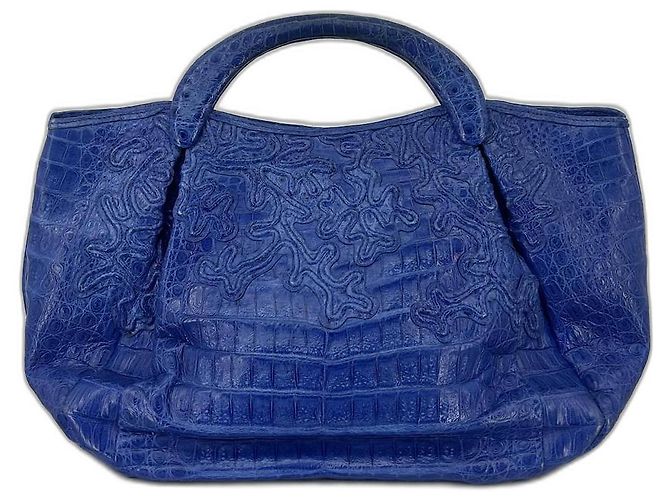 Nancy Gonzalez Genuine crocodile handbag Blue Gold hardware