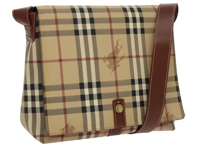 Bolsa de ombro Burberry Nova Check em couro PVC bege Auth ac3276