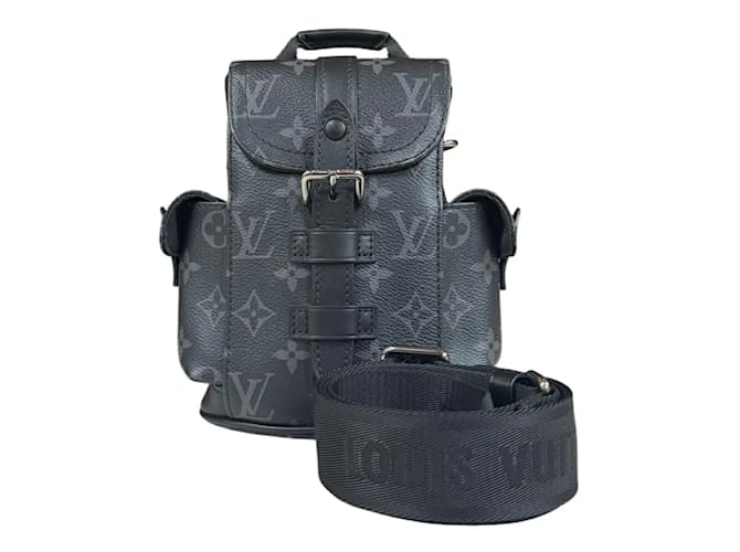 Twist Louis Vuitton Nano Christopher Monogram Eclipse Shoulder Bag Black Cloth  ref.1791560