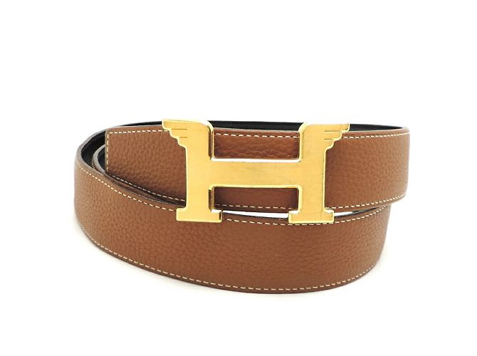 Hermès Cintura da uomo Hermes Constance H Pegasus D inciso Marrone Nero D'oro