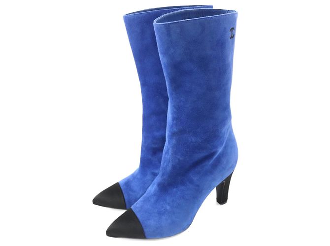 Botas curtas de cetim e camurça Gabrielle Coco G33119 da Chanel