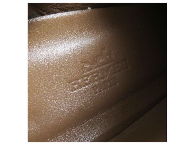 Hermès HERMES JOUEUSE Leather Short Boots Brown 38.5