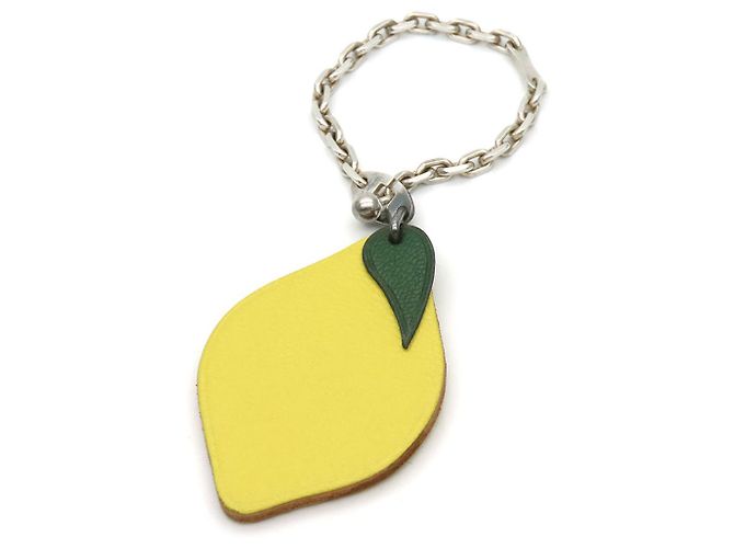 Ring Hermès Chaveiro de couro Hermes Silver925 com charm de limão Amarelo