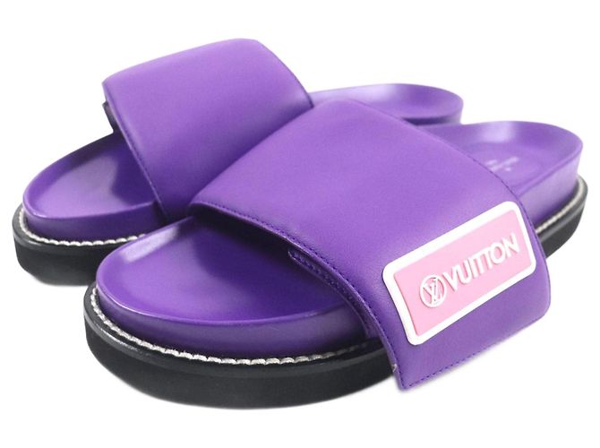 Leder-Mules Louis Vuitton Sunset Line 38 Lila