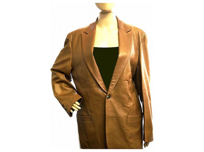 Autre Marque Theory Lammlederjacke braun
