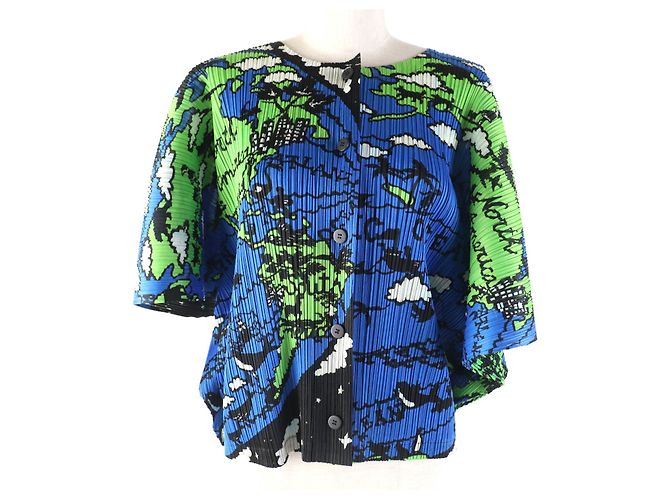 Autre Marque Cardigan Design Weltkarte PLEATS PLEASE Mehrfarben