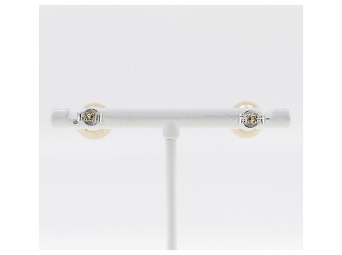Dior Perlenmetallohrringe Silber
