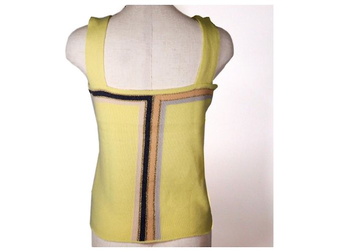 Chanel Sleeveless Knit Top Cashmere Rayon Polyester Yellow