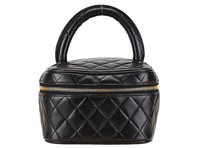 Chanel Matelasse Vanity Bag Black Lambskin