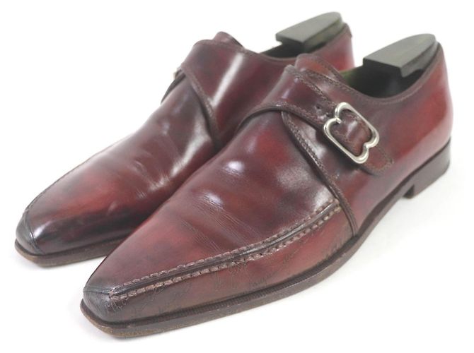 Zapatos de cuero de hebilla simple Berluti Burdeos