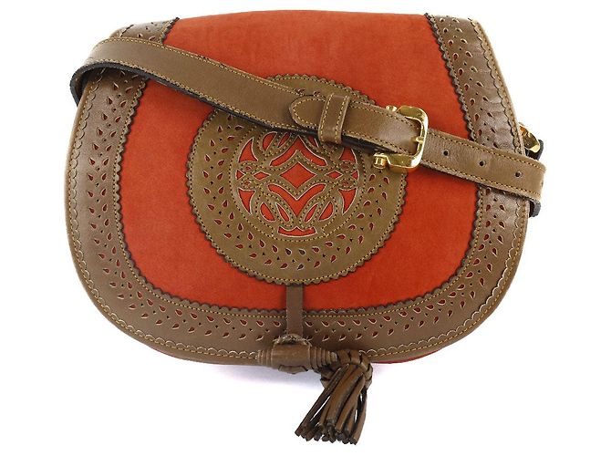 Bolsa de ombro em couro camurça Loewe Sevilla Laranja