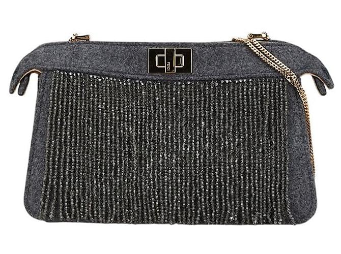 Fendi Peekaboo ISeeU Felt Shoulder Bag Grey Cloth  ref.1802844