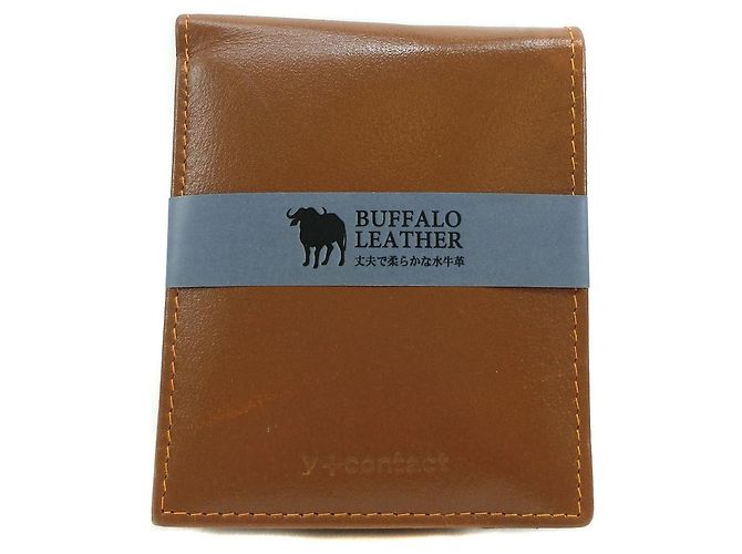 Autre Marque Buffalo Leather Bifold Wallet Camel Brown