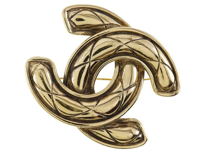 Chanel Coco Mark Brosche Vergoldet Golden