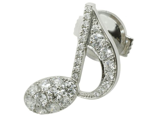 Autre Marque Platin-Brosche Pt950 in Form einer Musiknote mit Diamanten Silber
