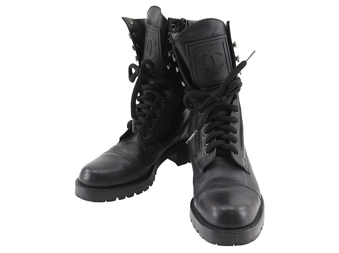 Chanel Leather Boots Black