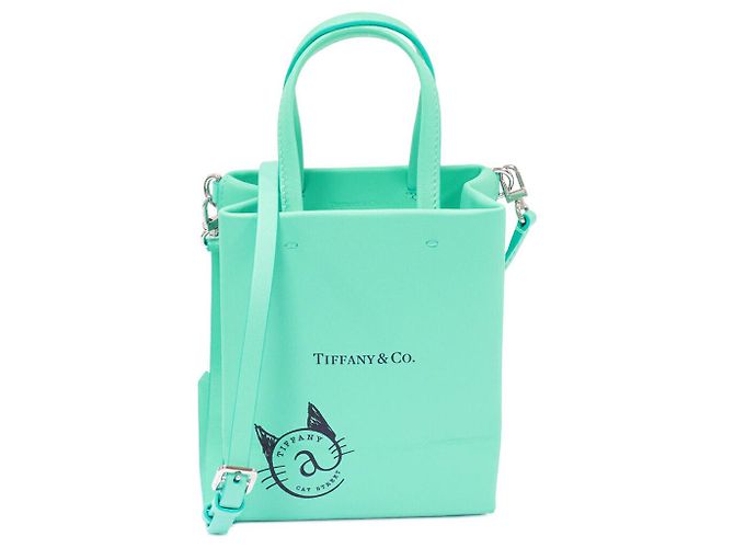 Tiffany & Co. Mini Bolsa de Compras 2way em Couro de Bezerro Gato de Rua Azul