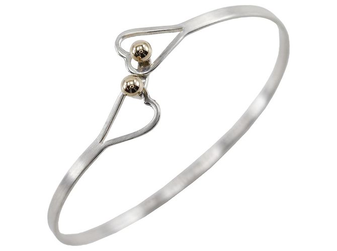 Tiffany & Co Pulseira dupla de coração com gancho e olho em prata/ouro da Tiffany