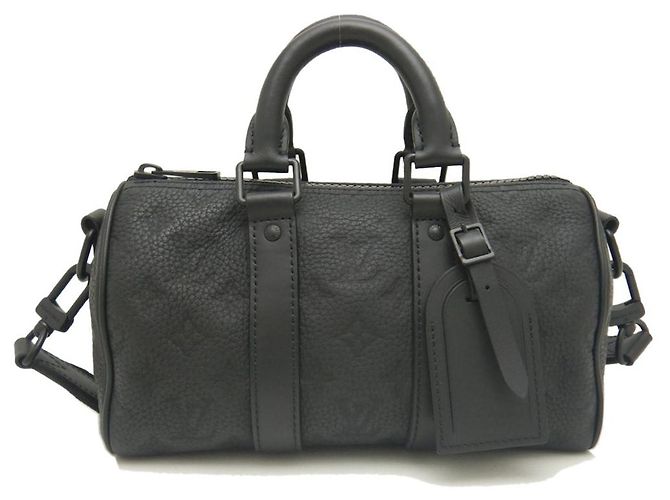 Louis Vuitton Leather Keepall Bandouliere 25 Handbag Black