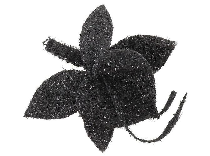Armani Woll-Polyester Blumenbrosche Schwarz