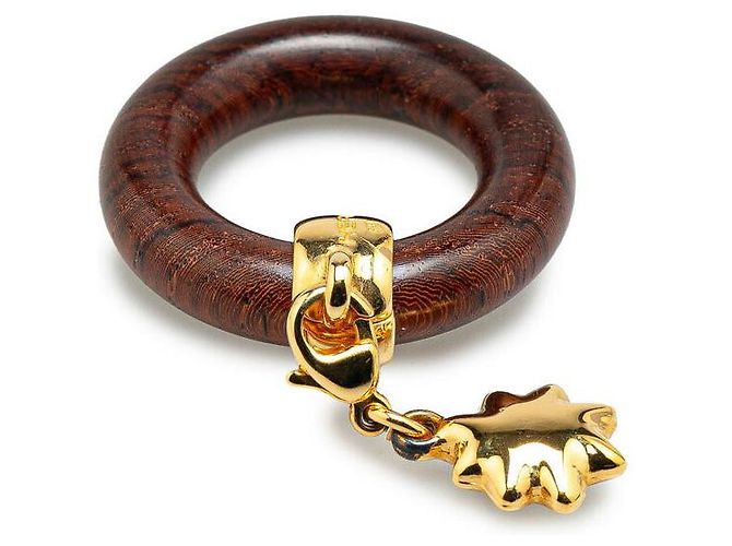 Ring Hermès Anello per sciarpa Hermes Marrone Oro Legno