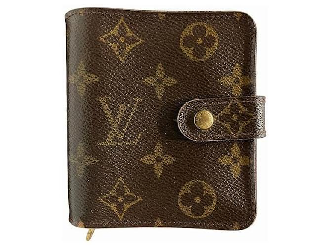 Louis Vuitton Monogram Compact Zip Wallet M61667 Brown Cloth  ref.1809841