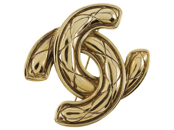 Chanel Coco Mark Brosche Vergoldet Golden